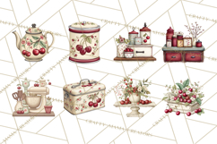 Farmhouse Cherry Kitchen Clipart, Rustic Cherry Kitchen Png Product Image 8