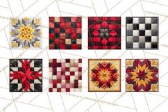 Quilt Squares Clipart PNG Rustic Patchwork Product Image 8