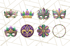 Mardi Gras Clipart PNG Party Icons Masks Beads Fleur De Lis Product Image 7