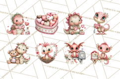 Valentine Dinosaur Clipart Cute T-Rex Sublimation PNG Love Product Image 8