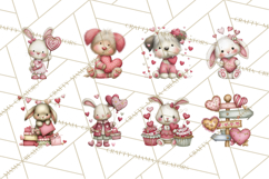 Valentine Clipart PNG, Cute Critters Hearts, Puppies Kittens Product Image 2