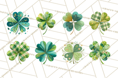 Patterned Four-Leaf Clover Clipart, St Patrick’s Day PNG Product Image 2