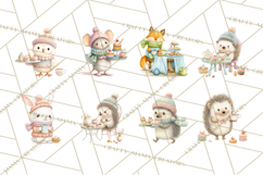 Winter Tea Party Animals PNG, Woodland Cozy Clipart Product Image 5