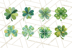 Patterned Four-Leaf Clover Clipart, St Patrick’s Day PNG Product Image 6