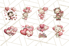 Valentine Clipart PNG, Cute Critters Hearts, Puppies Kittens Product Image 4