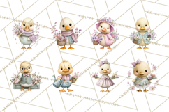 Easter Duckling Clipart, Cute Ducklings in Fancy Outfits Png Product Image 3