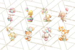 Pastel Birthday Clipart, Cute Party Animals PNG, Sweet Treat Product Image 2