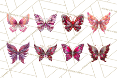 Gemstone Valentine Butterflies Red Pink Jewel Wings Clipart Product Image 15