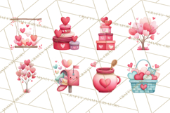 Bee Valentine Clipart PNG, Cute Kawaii Bee With Hearts Product Image 3