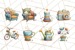 Pastel Everyday Icons Clipart PNG, Home And Lifestyle Png Product Image 3