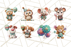 Cute New Year Clipart, Cartoon Animal New Year PNG Product Image 3