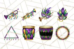 Jazz &amp; Brass Mardi Gras Clipart, Carnival Music PNG Product Image 3