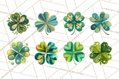 Patterned Four-Leaf Clover Clipart, St Patrick’s Day PNG Product Image 7