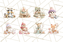 Winter Tea Party Animals PNG, Woodland Cozy Clipart Product Image 3