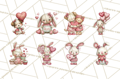 Valentine Clipart PNG, Cute Critters Hearts, Puppies Kittens Product Image 3