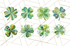 Patterned Four-Leaf Clover Clipart, St Patrick’s Day PNG Product Image 8