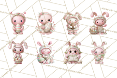 Alien Easter Clipart, Cute Pink Alien Easter Eggs, Soft Png Product Image 2