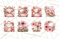 Spring Letters Mail Clipart PNG, Floral Envelopes Stamps Product Image 5