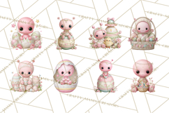 Alien Easter Clipart, Cute Pink Alien Easter Eggs, Soft Png Product Image 4