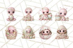 Alien Easter Clipart, Cute Pink Alien Easter Eggs, Soft Png Product Image 5