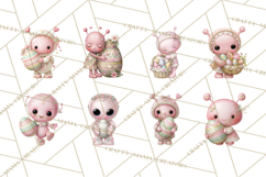 Alien Easter Clipart, Cute Pink Alien Easter Eggs, Soft Png Product Image 7