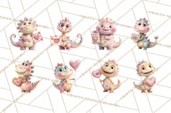 Valentine Dinosaur Clipart PNG Cute Dino Valentine Printable Product Image 6