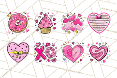 Bubblegum Pop Valentine Clipart PNG Hearts Candy Cupcakes Product Image 7