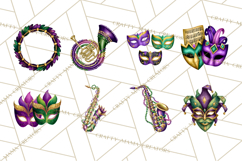 Jazz &amp; Brass Mardi Gras Clipart, Carnival Music PNG Product Image 4