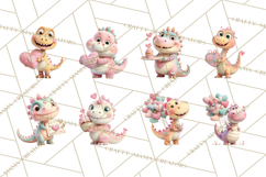 Valentine Dinosaur Clipart PNG Cute Dino Valentine Printable Product Image 3