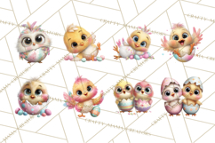 Quirky Easter Chicks Clipart, Cute Cartoon Chicks Pastel Png Product Image 7