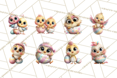 Quirky Easter Chicks Clipart, Cute Cartoon Chicks Pastel Png Product Image 8