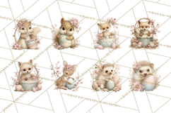 Easter Woodland Animals Clipart, Cute Fox Squirrel Png Product Image 7