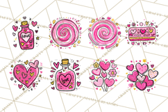 Bubblegum Pop Valentine Clipart PNG Hearts Candy Cupcakes Product Image 6