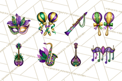 Jazz &amp; Brass Mardi Gras Clipart, Carnival Music PNG Product Image 5