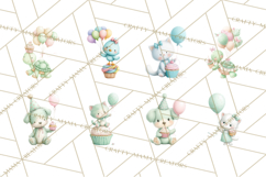 Pastel Birthday Clipart, Cute Party Animals PNG, Sweet Treat Product Image 6