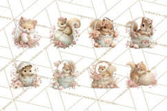 Easter Woodland Animals Clipart, Cute Fox Squirrel Png Product Image 6