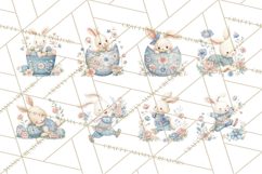 Chinoiserie Easter Clipart, Cute Elegant Bunny Easter Png Product Image 8