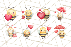 Bee Valentine Clipart PNG, Cute Kawaii Bee With Hearts Product Image 6