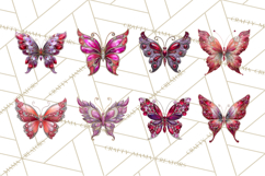 Gemstone Valentine Butterflies Red Pink Jewel Wings Clipart Product Image 7