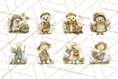 Vintage Garden Animals Clipart, Ducklings Bunnies Lambs Product Image 6