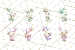 Pastel Birthday Clipart, Cute Party Animals PNG, Sweet Treat Product Image 3