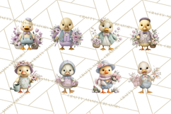 Easter Duckling Clipart, Cute Ducklings in Fancy Outfits Png Product Image 5