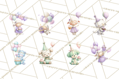 Pastel Birthday Clipart, Cute Party Animals PNG, Sweet Treat Product Image 8