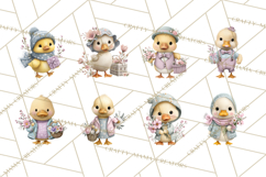 Easter Duckling Clipart, Cute Ducklings in Fancy Outfits Png Product Image 4