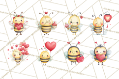 Bee Valentine Clipart PNG, Cute Kawaii Bee With Hearts Product Image 7