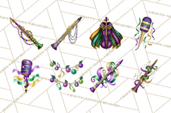 Jazz &amp; Brass Mardi Gras Clipart, Carnival Music PNG Product Image 7