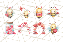 Bee Valentine Clipart PNG, Cute Kawaii Bee With Hearts Product Image 8