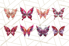 Gemstone Valentine Butterflies Red Pink Jewel Wings Clipart Product Image 2