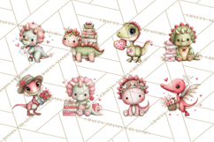 Valentine Dinosaur Clipart Cute T-Rex Sublimation PNG Love Product Image 2