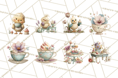 Springtime Baby Animal Clipart PNG, Cute Tea Party Bunnies Product Image 3